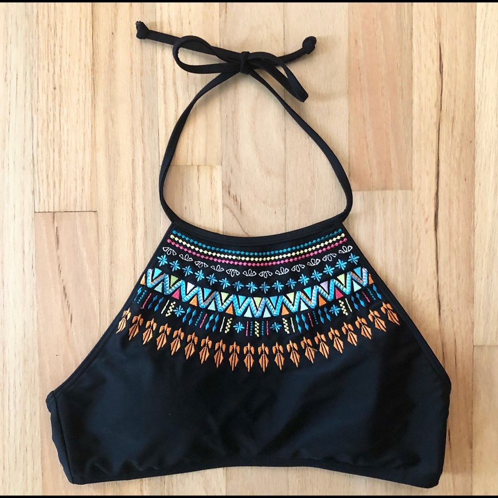 Black High Neck Bikini Top-Large